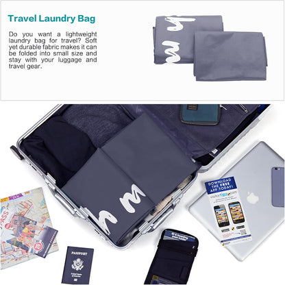HOMEST XL Wash Me Travel Laundry Bag, Dirty Clothes Organizer, Large Enough to Hold 4 Loads of Garments, Easy Fit a Hamper or Clothing Basket, Grey