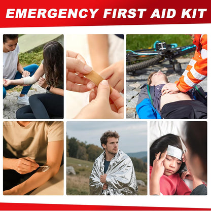 Mini First Aid Kit,132 Piece Small Waterproof Emergency Medical Kit for Travel, Car, Home, Office, Camping, Hiking - Compact Outdoor Survival Kit Includes Emergency Foil Blanket, Scissors