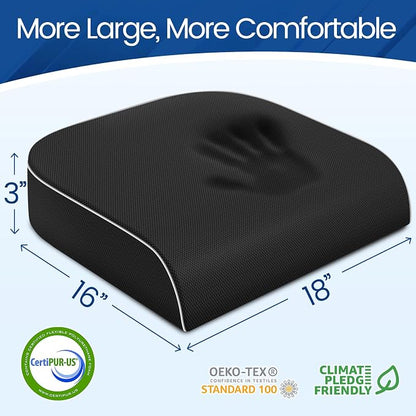Seat Cushion for Tailbone Pain Relief, Office Chair Cushion, Memory Foam Large - Image 2