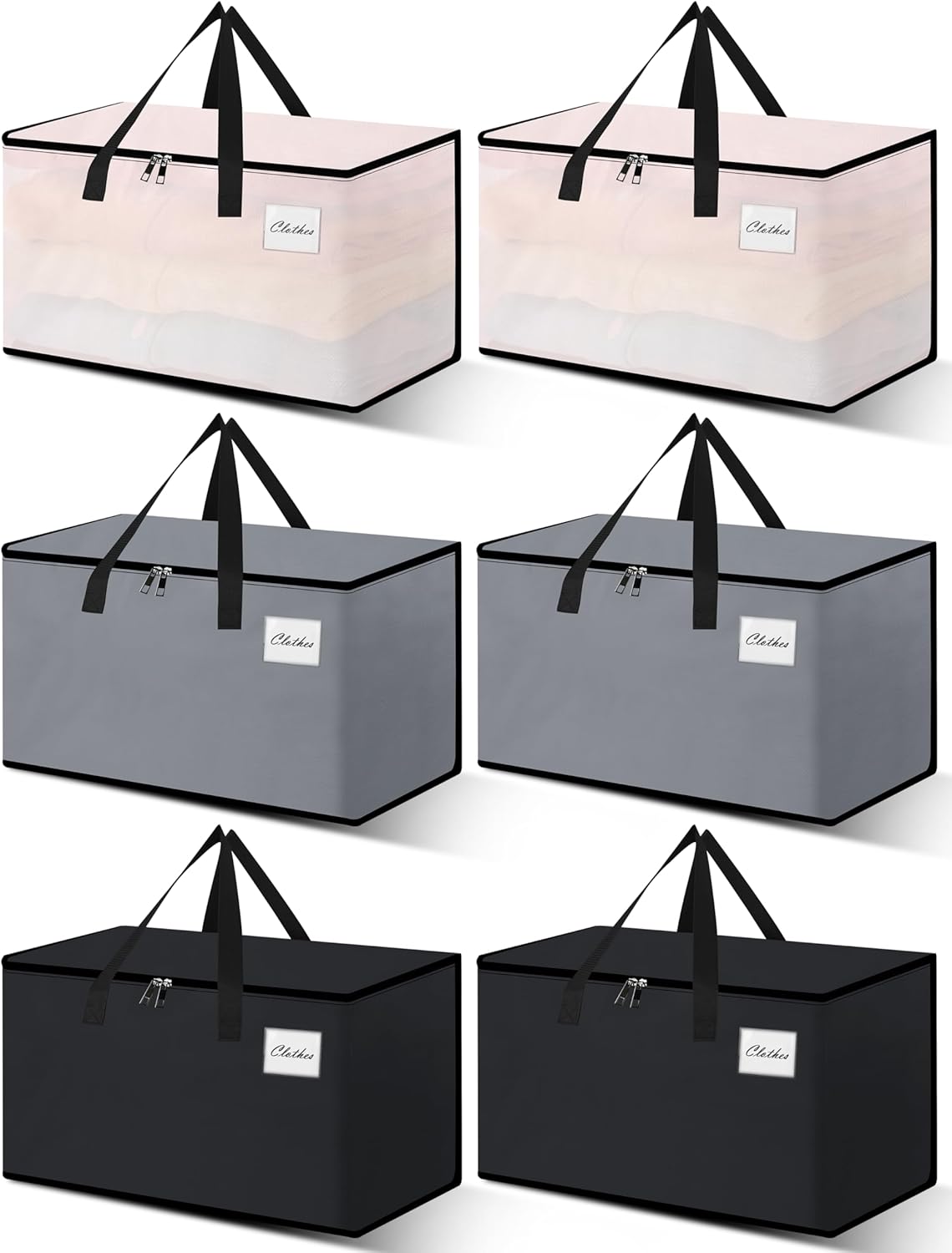 Heavy Duty Moving Bags - Extra Large Packing Bags and Storage Totes, Collapsible and Foldable Option for Moving and Storage, Multicolored, 125 L - 6 Pack