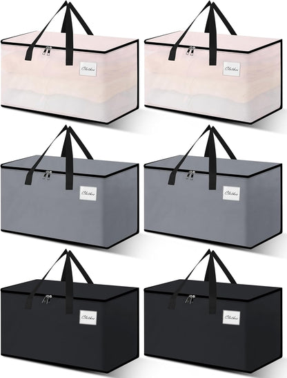 Heavy Duty Moving Bags - Extra Large Packing Bags and Storage Totes, Collapsible and Foldable Option for Moving and Storage, Multicolored, 93 L - 6 Pack