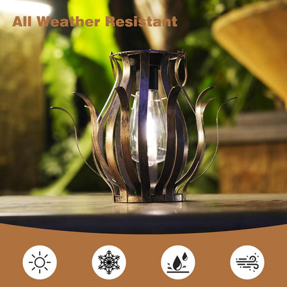 Solar Lanterns Outdoor Waterproof Hanging Lanterns as Birthdays Gifts for Women Mom Grandma Metal Garden Decor for Outside Solar Lights for Yard, Patio, Lawn, Porch, Backyard (Gradient Brown)