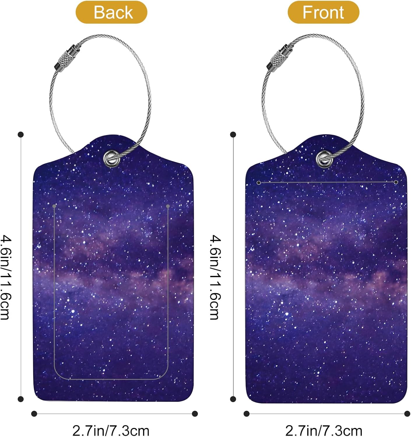 2Pack Luggage Tags for Suitcases, Cute Unique Pu Leather Cruise Luggage Tag with Privacy Cover ID Label Address Card and Metal Ring Suitable for Women Men Kids Travel Bag Purple Starry Sky
