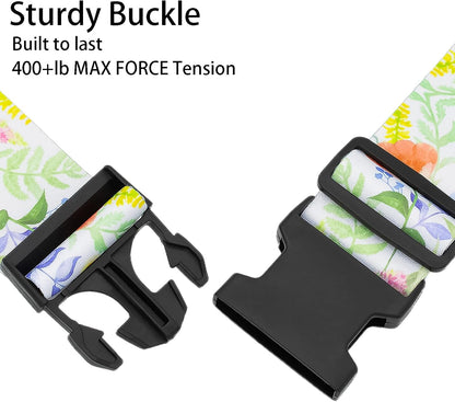 Roses Flowers Luggage Straps for Suitcases, Adjustable Luggage Travel Belts to Keep Luggage Security While Travel, Strong Polyester Fabric, Easy-to-Recognize Stylish Design Travel Accessories, 2 Pack