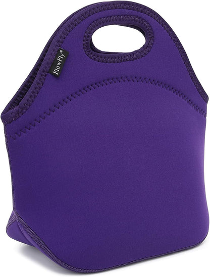FlowFly Neoprene Kids Lunch box Insulated Soft Bag Mini Cooler Thermal Meal Tote Kit for Boys, Girls,Men,Women,School,Work, Office, Purple