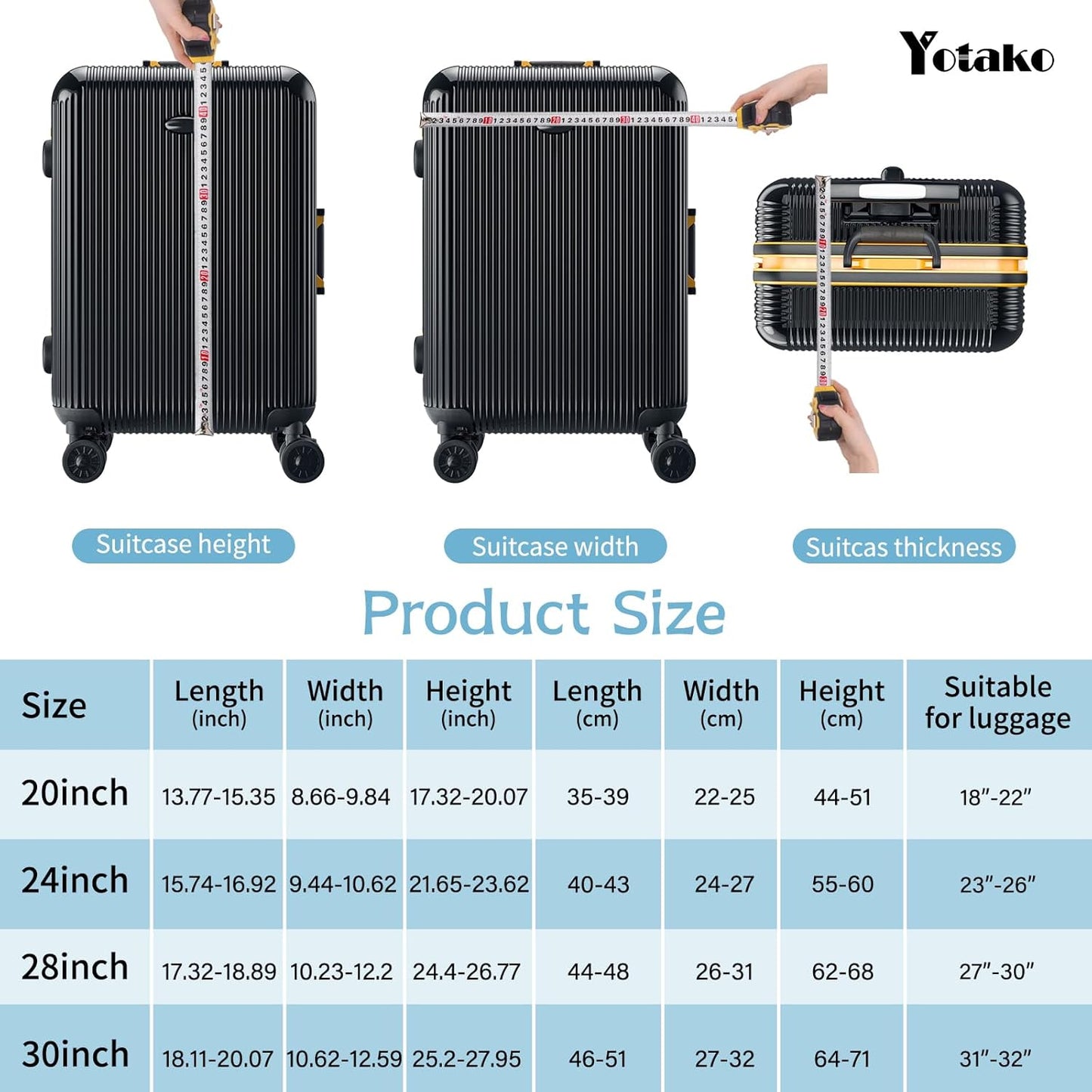 Yotako Luggage Cover,Thicker Luggage Protector Elastic Suitcase Cover Protector, Travel Anti Scratch Fits 18-32 Inch Suitcase Travel Accessories (28", Black)