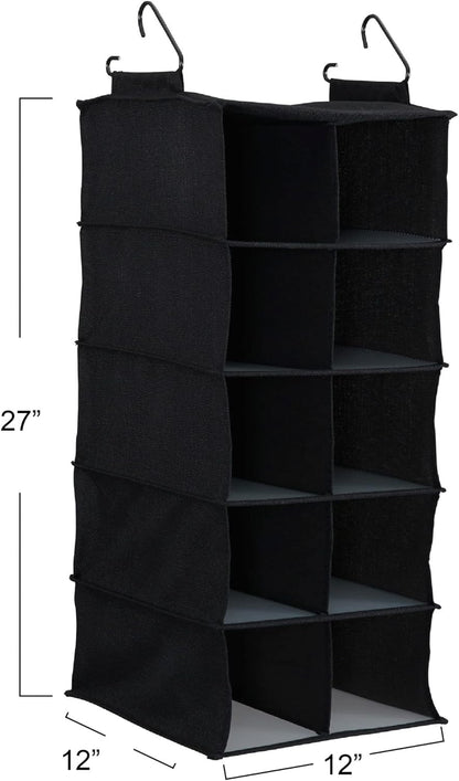 Household Essentials 10 Pocket Hanging Shoe Closet Organizer with Hooks