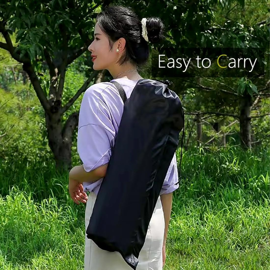 Folding Camping Chair for Small Man, Portable Outdoor Backpacking Chair for Fishing, Hiking, Picnic, Camping, Lawn, Concert, Ultralight Compact Camping Chair with Carry Bag (Black)