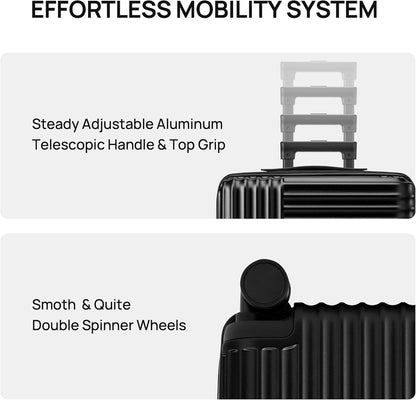 NINETYGO Carry On Luggage 22x14x9 Airline Approved, 20 Inch Luggage with Smooth Double Spinner Wheels, Hard Shell PC+ABS Suitcase Carry-On, Lightweight Travel Luggage, TSA Approved (Green, Himalayas)