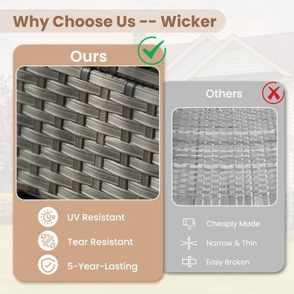 HOOOWOOO Patio Furniture Set,8 Pieces Outdoor Conversation Set,All Weather Wicker Loveseat Sofa Set with High Back Swivel Rocking Chairs Tables,Black