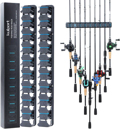 Fishing Rod Holder,Wall-Mounted Fishing Rod Rack Vertical Fishing Pole Holder Holds Up to 18 Rods or Combos,Fishing Rod Rack for Garage Organization System &Fits Most Rods