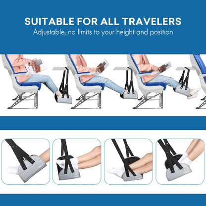 2 Pack Airplane Footrest with Comfortable No Clashing Base, Portable Foot Rest Made with Premium Memory Foam, Airplane Travel Accessories to Reduce Swelling and Soreness, Gifts for Travelers