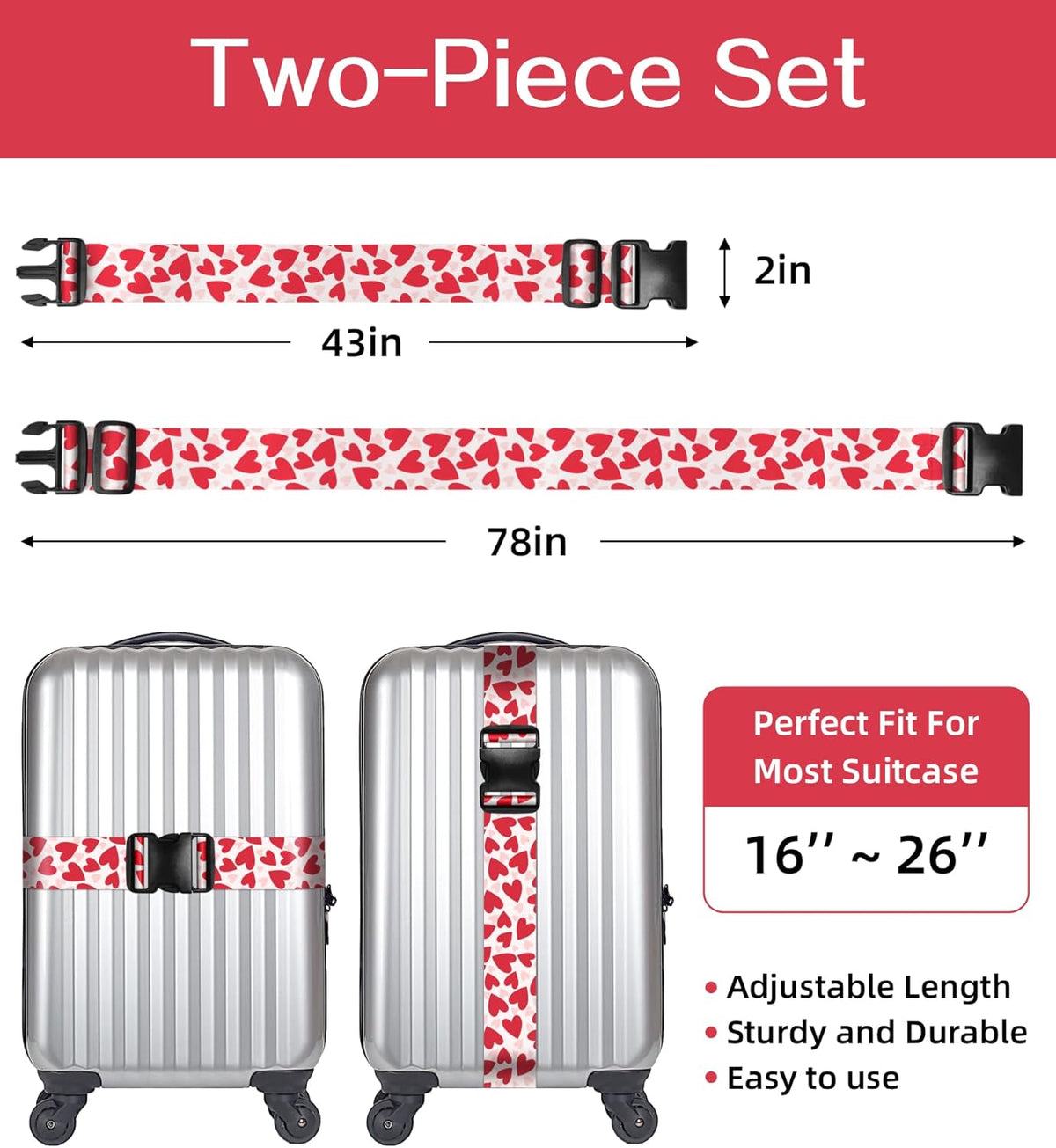 Luggage Straps for Suitcases Travel Belt Luggage Band Heavy Duty Traveling Luggage Identifier Cute Women Girls Unique Accesory,