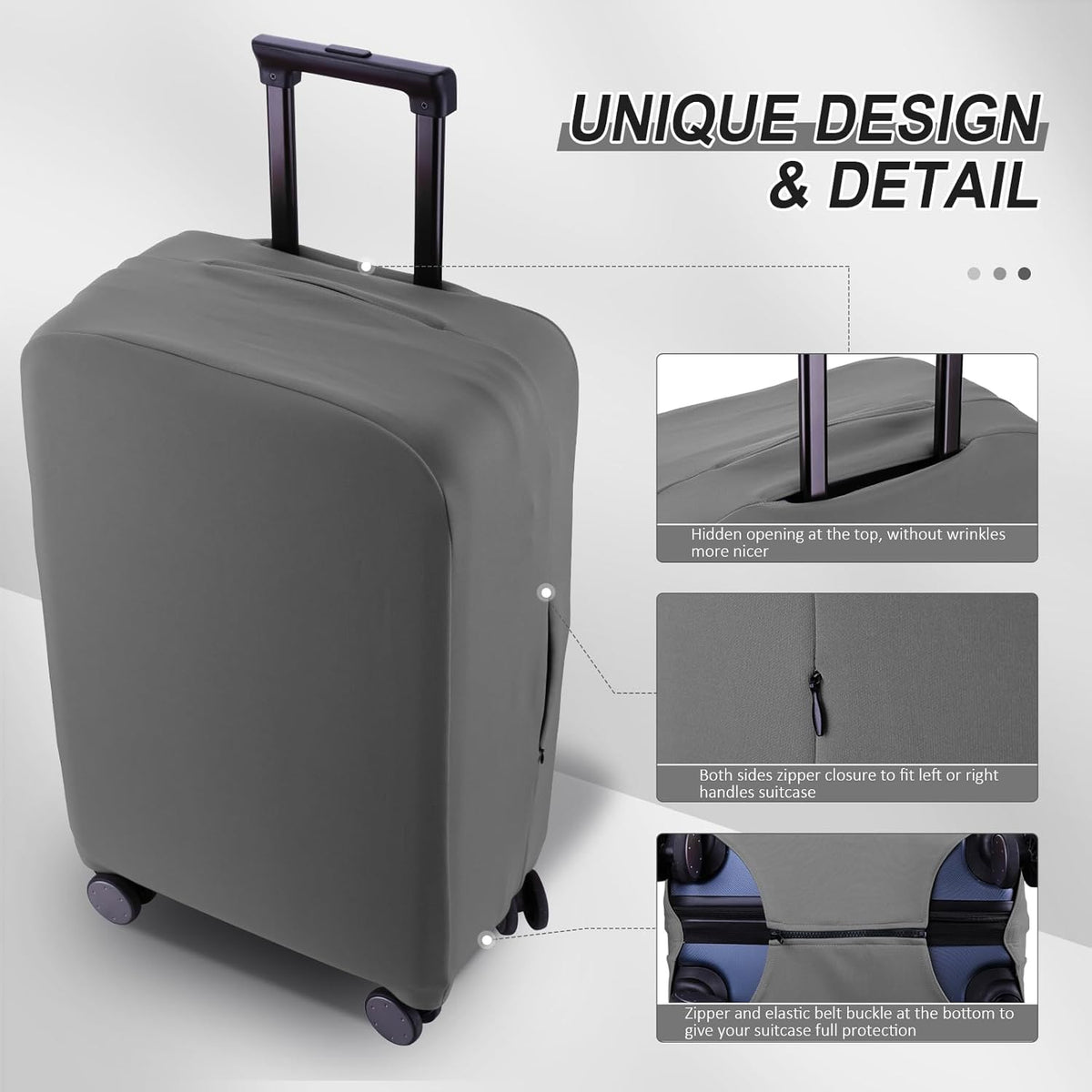 Travel Luggage Cover Suitcase Protector Scratch-Resistant Fit 19-31 Inch Suitcase, Not Included Suitcase (Slate Gray, L(26-27 inch))