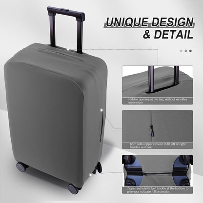 Travel Luggage Cover Suitcase Protector Scratch-Resistant Fit 19-31 Inch Suitcase, Not Included Suitcase (Slate Gray, S(19-21 inch))