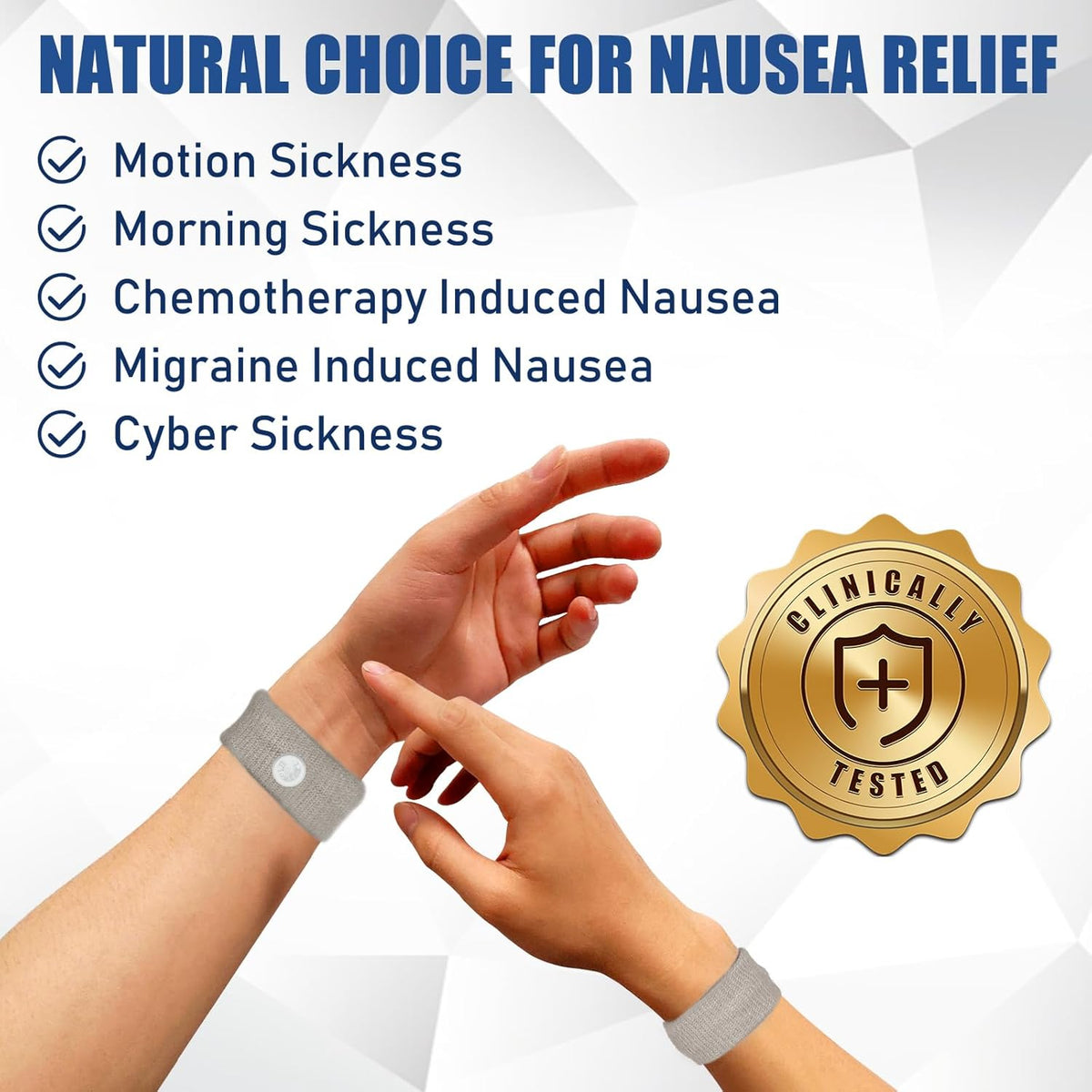 Motion Sickness Bands Anti Nausea Wristband for Adult and Kids Morning Sickness Relief for Pregnancy Acupressure Nausea Relief for Car, Sea, Air Sickness-5 Pairs Grey, Grey, Black, Blue, Pink