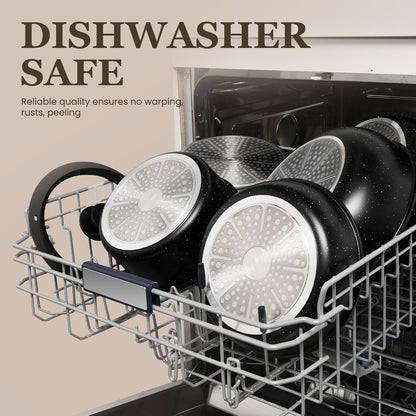 KIKCOIN 24 Pack Pots and Pans Set Non Stick, Detachable Handle Cookware Set, Induction RV Kitchen Cooking Set with Removable Handle, Frying Pans, Egg Pan - Dishwasher/Oven Safe, PFOA Free