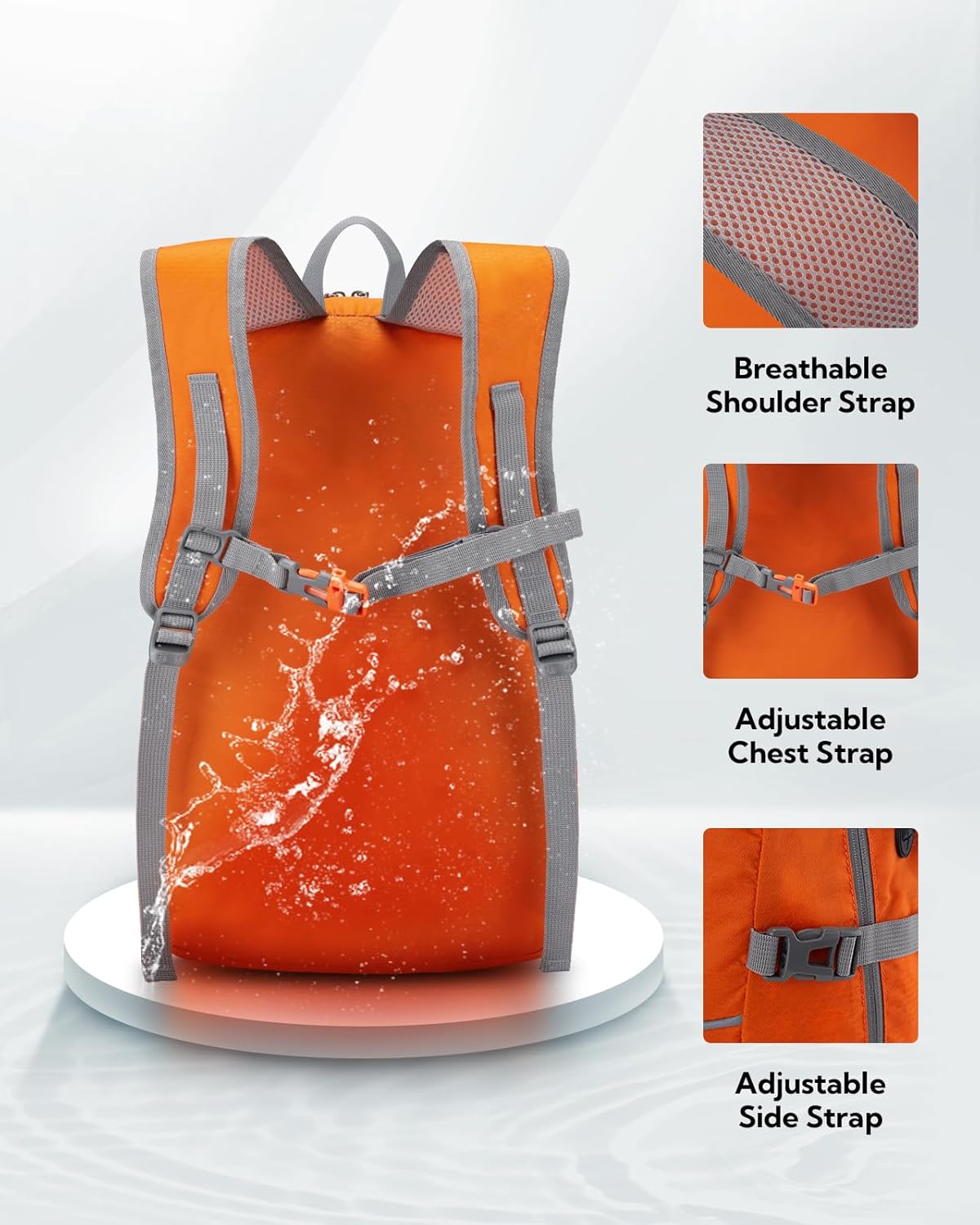 WATERFLY Hiking Foldable Daypack Backpack: 25L Ultra Lightweight Packable Waterproof Outdoor Travel Day Pack for Woman Man