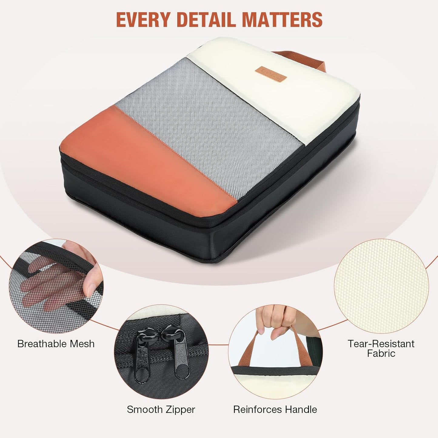 Packing Cubes for Travel, Compression 6 Set Organizer Bags for Women with Shoe Bag & Laundry Pouch, Luggage Organizers for Suitcase, Carry On & Trips, Travel Essentials