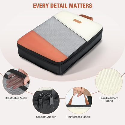 Packing Cubes for Travel, Compression 6 Set Organizer Bags for Women with Shoe Bag & Laundry Pouch, Luggage Organizers for Suitcase, Carry On & Trips, Travel Essentials