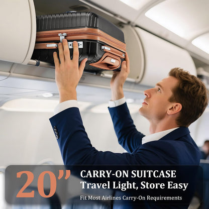 4-Piece Expandable Hardshell Luggage Set with TSA Lock (14/20/24/28) - Lightweight PP Suitcases, 360° Silent Spinner Wheels and Durable 100LB Handle for Air Travel (Black)