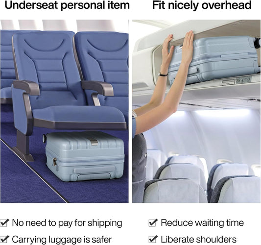 Hanke 16 inch Underseat Carry on Suitcases with Wheels,Lightweight Hard Shell Carry on Luggage with Wheels for Weekender,Travel Approved Small Suitcase,Travel Luggage for Womem Men,Gray.