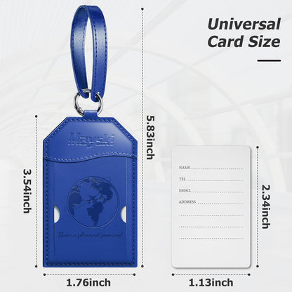 Mayski Luggage Tags for Suitcases 3 Pack Suitcase Bag Tags, TSA Approved, Metal Buckle, Bag Tags with Name ID Card Travel Essentials, Blue Global