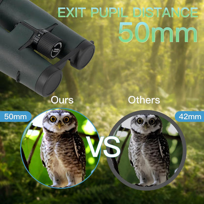 10x50ED Compact Binoculars for Adults – High-Powered BAK4 Prisms, Diamond White Coating, Waterproof & Fogproof, Rubber Armored – Ideal for Bird Watching, Hunting, Travel, Outdoor Sports