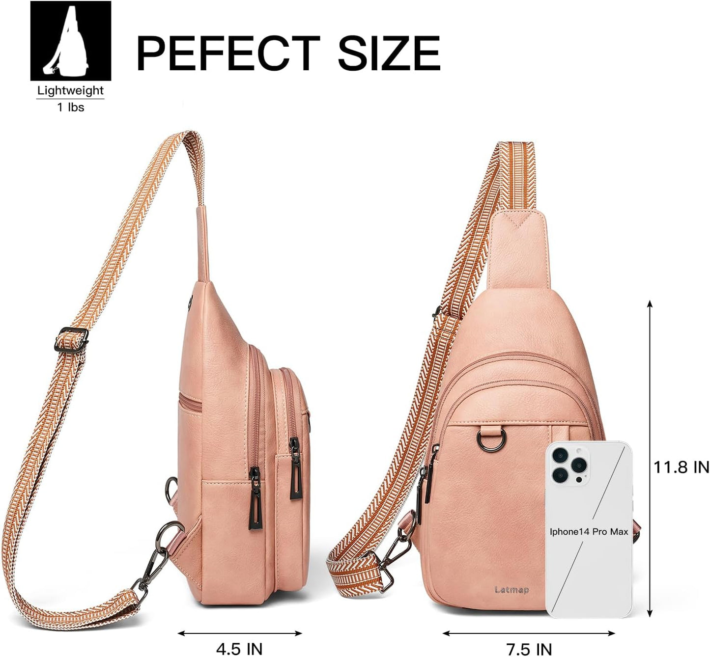 7L Sling Bag for Women Men Leather Small Sling Backpack Daypack Anti Theft Fanny Pack Crossbody Purse Travel