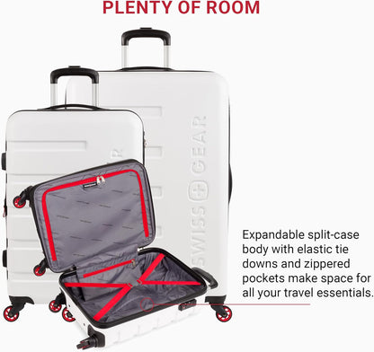 SwissGear 7366 Hardside Expandable Luggage with Spinner Wheels, White, 3-Piece Set (19/23/27)