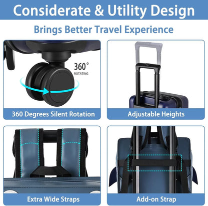 iPlay, iLearn Shark Kids Luggage, Boys Carry on Suitcase, 18" Hardside Travel Luggage Set W/Backpack, Toddlers Rolling Luggage W/ 4 Spinner Wheels, Children Holiday Birthday Gifts