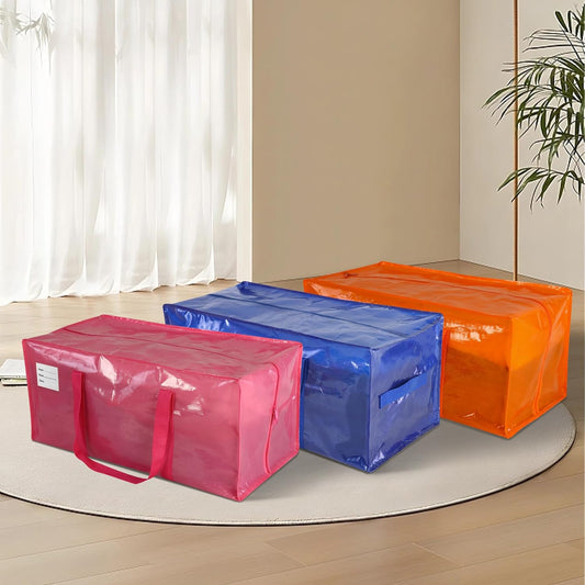 6 Pack Heavy Duty Extra Large Moving Bags with Handles, Waterproof Foldable Storage Totes, Clothing Storage Bags, Packing Moving Boxes for College Supplies & Seasonal Storage, Multicolor