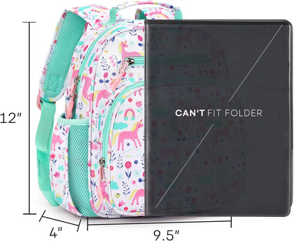 mibasies Toddler Backpack for Girls 2-4: Cute Kids Backpacks for Girls - Preschool Kindergarten Backpack - Unicorn Garden Turquoise