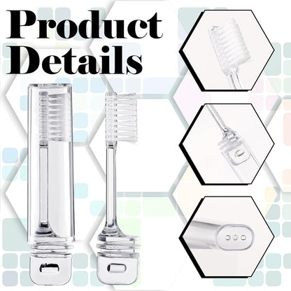 Patelai 4 Pieces Travel Toothbrush Set, Soft Bristle Mini Foldable Tooth Brush with Case, Individually Wrapped Small Portable Travel Size Toiletries Stuff for Camping (Clear)