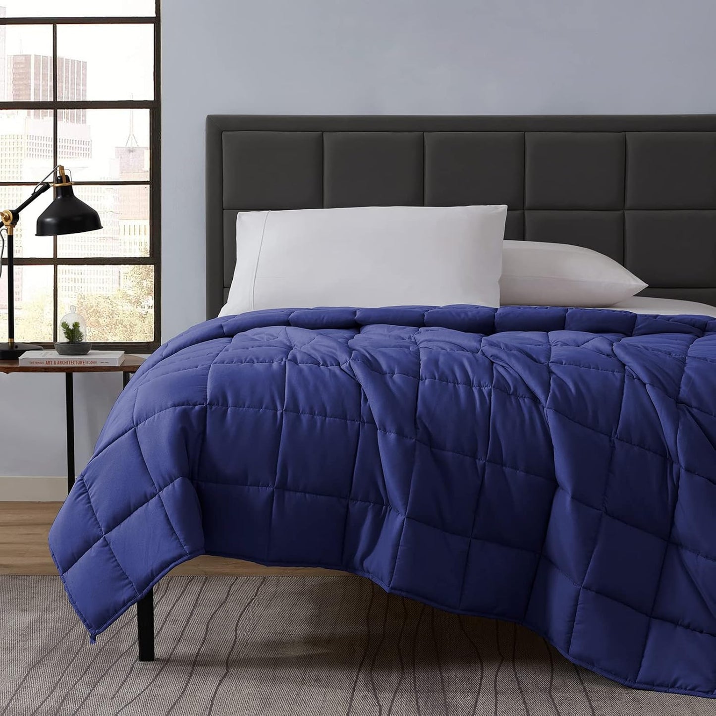 L'AGRATY Weighted Blanket - 40"x60" 7lbs Cooling Breathable Heavy Blanket Microfiber Material with Glass Beads Small Blanket All-season Summer Fall Winter Soft Thick Comfort Blanket