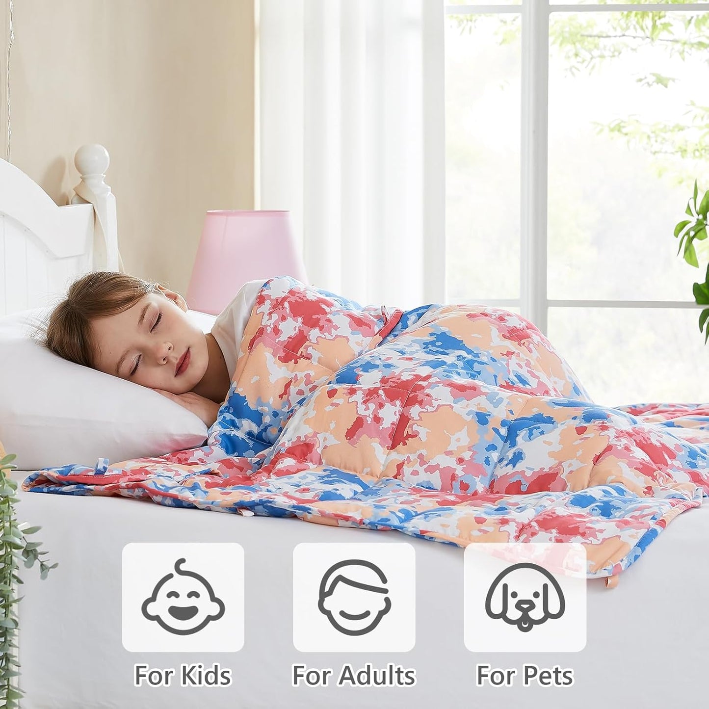 L'AGRATY Weighted Blanket - 40"x60" 7lbs Cooling Breathable Weighted Blanket Microfiber Material with Glass Beads