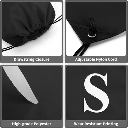 ZOMFELT 6Pcs Drawstring Backpack Drawstring Gym Bags, Foldable Draw String Backpack with Multiple Colors and Letters, Lightweight Polyester Cinch Bag for Gift, Beach, Sports, Travel, Swim (Letter S)