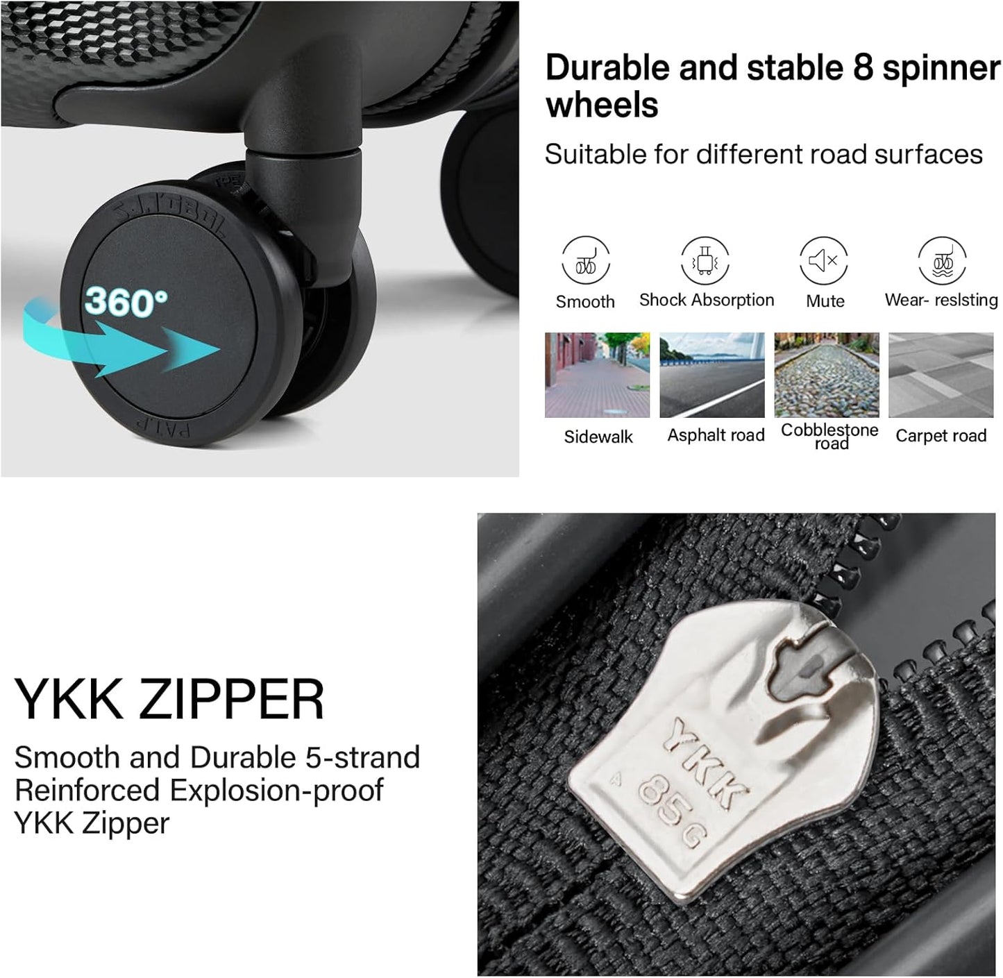 Hanke 16 Inch Underseat Carry on Suitcases with Wheels,Lightweight Hard Shell Carry on Luggage for Weekender,Travel Approved Small Suitcase,Travel Luggage for Womem Men,Jet Black.