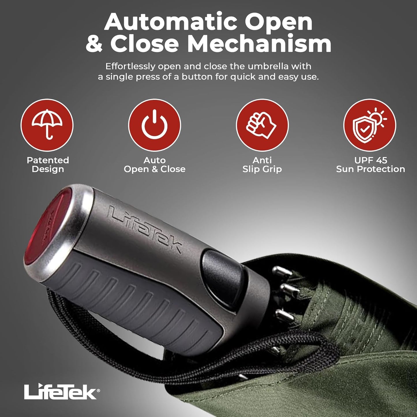 LifeTek Premium Travel Umbrella - Windproof & Compact for Men & Women, Automatic Open Close, Fits in Purse Laptop Bag or Backpack, Strong Frame for Heavy Rain & Sun UV Protection