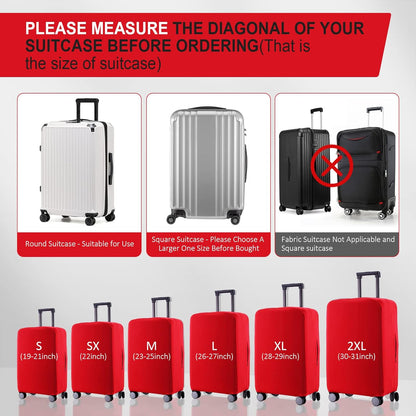 Travel Luggage Cover Suitcase Protector Scratch-Resistant Fit 19-31 Inch Suitcase, Not Included Suitcase (Red, SX(22-23 inch))