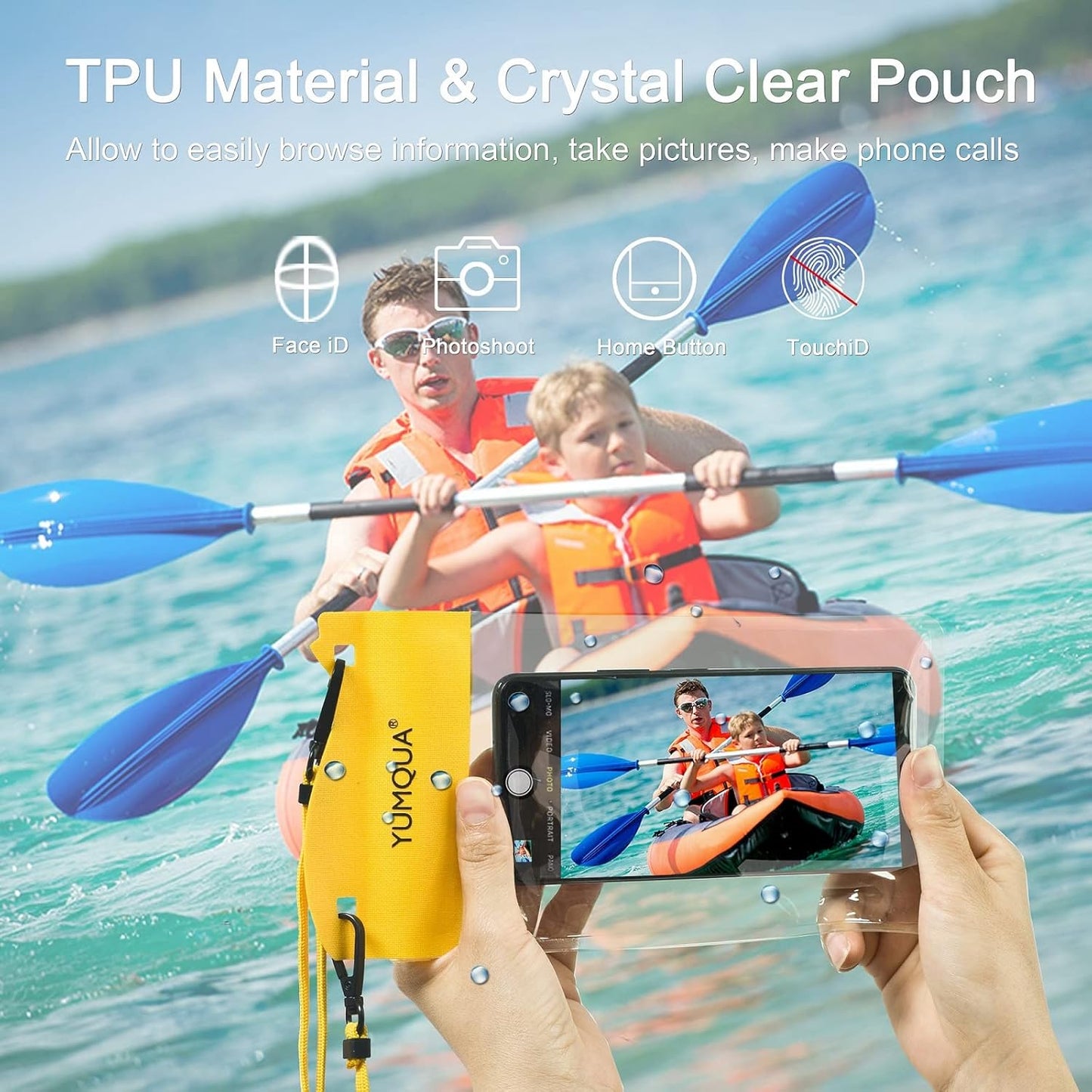 Large Waterproof Phone Pouch 2 Pack, IPX8 Waterproof Cell Phone Case Dry Bag Compatible with iPhone 15 14 13 12 11 Pro Max/Galaxy S23 Ultra S22 Pixel 4 XL Up to 7.5", Army Green+Yellow