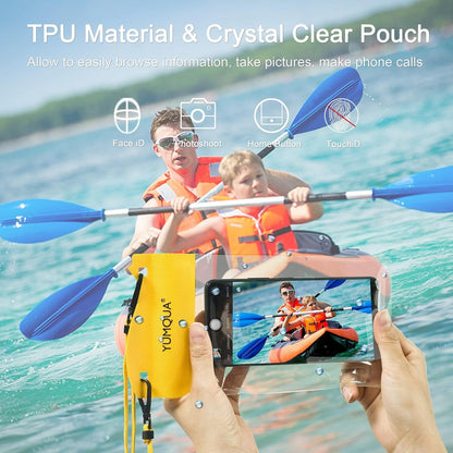 Large Waterproof Phone Pouch 2 Pack, IPX8 Waterproof Cell Phone Case Dry Bag Compatible with iPhone 15 14 13 12 11 Pro Max/Galaxy S23 Ultra S22 Pixel 4 XL Up to 7.5", Army Green+Yellow