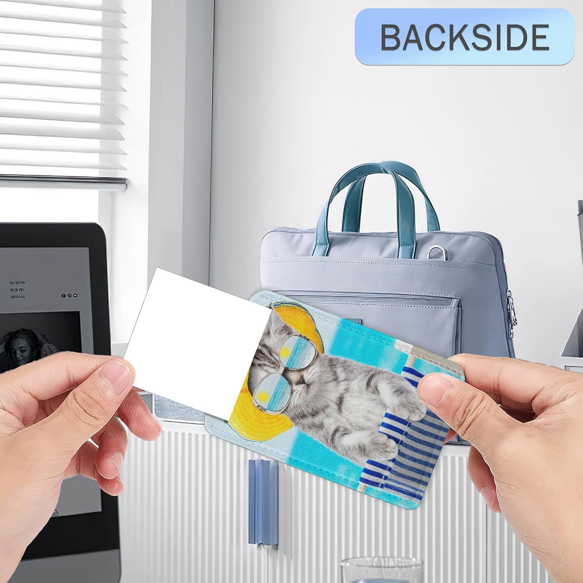 Luggage Tags for Suitcase,Cat Dog Sunglasses Beach Luggage Tags of Set 2 Leather Identifiers Privacy Cover with Stainless Steel Loop for Women Men Travel Bag Suitcase