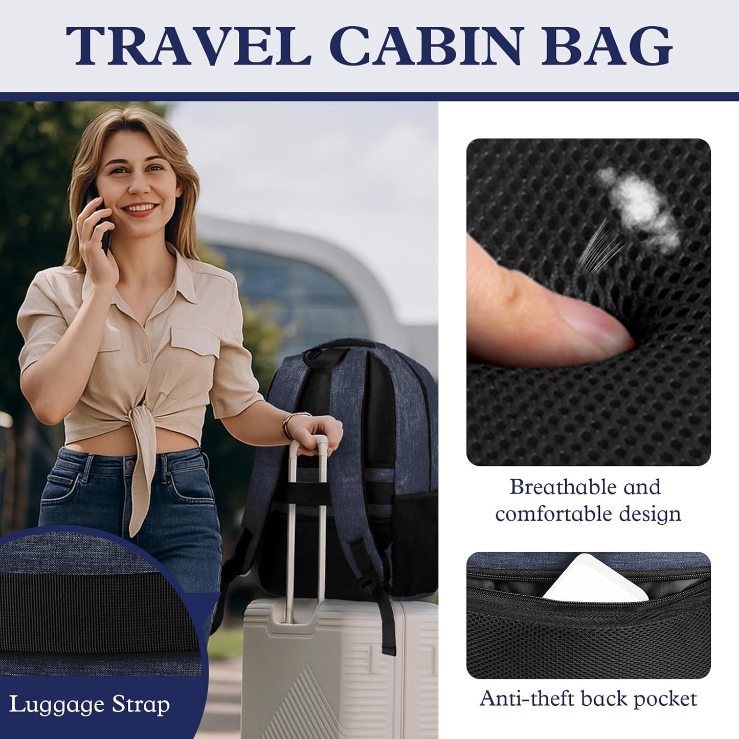 Travel Laptop Backpack, Travel Backpack, Lightweight Business Anti Theft Slim Sturdy Laptops Bag, Water Resistant College School Computer Bag Gift for Men & Women Fits 15.6 Inch Notebook, Blue