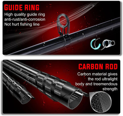 Sougayilang Fishing Pole with Spinning Reel Portable Fishing Rod Reel Combos