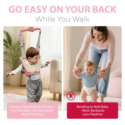 Baby Walking Harness-Handheld Assistant Belt- Toddler Infant Walking Aid for Trainer & Support 7-24 Month Old (all-season-Pink-1817)