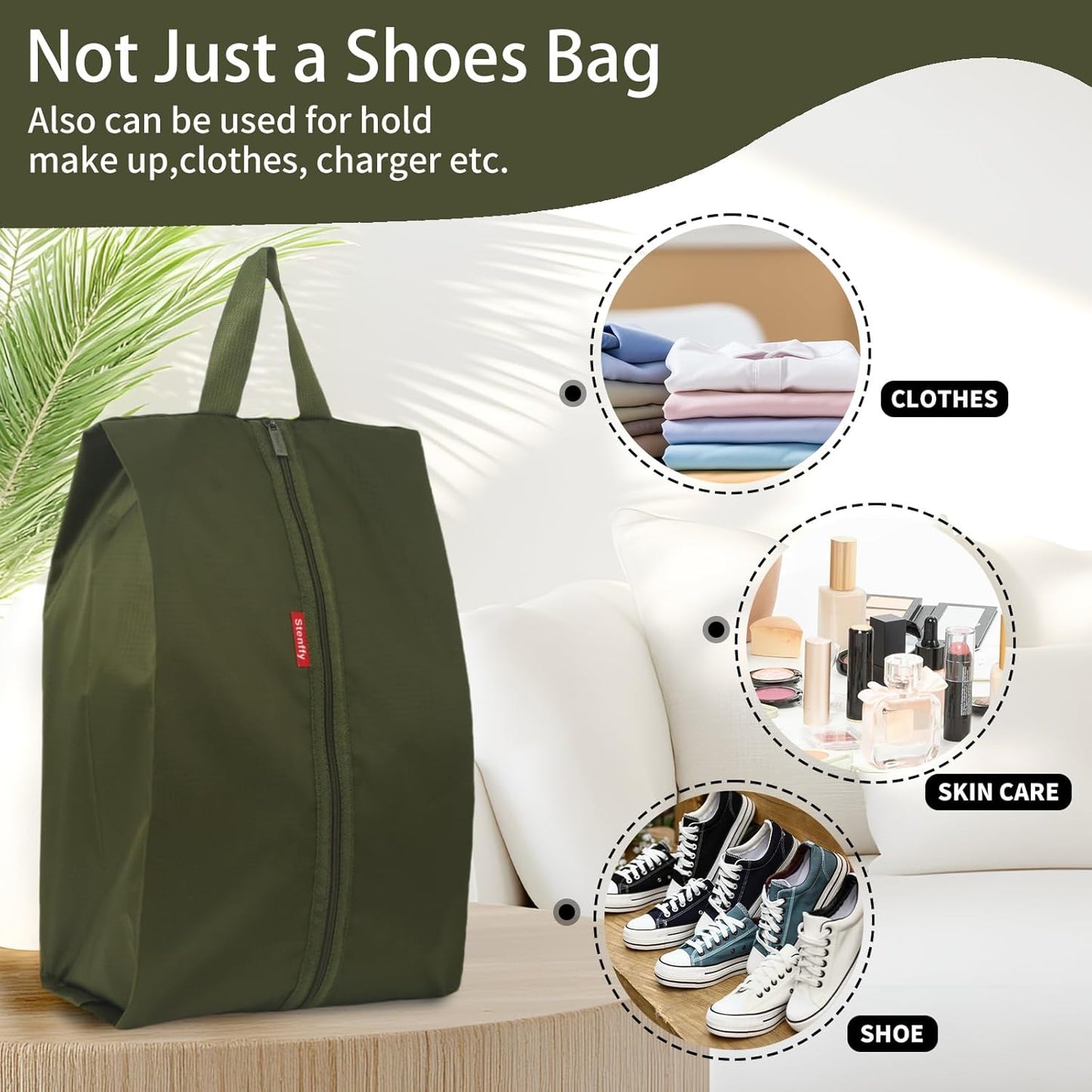 6pcs Portable Shoe Organizer, Travel Pouches with Zipper, Golf Shoe Bags, Clothes Bags, Soccer Cleats Bag, Shoe Pouch for Gym, Waterproof, Odor-Resistant (Dark Green)