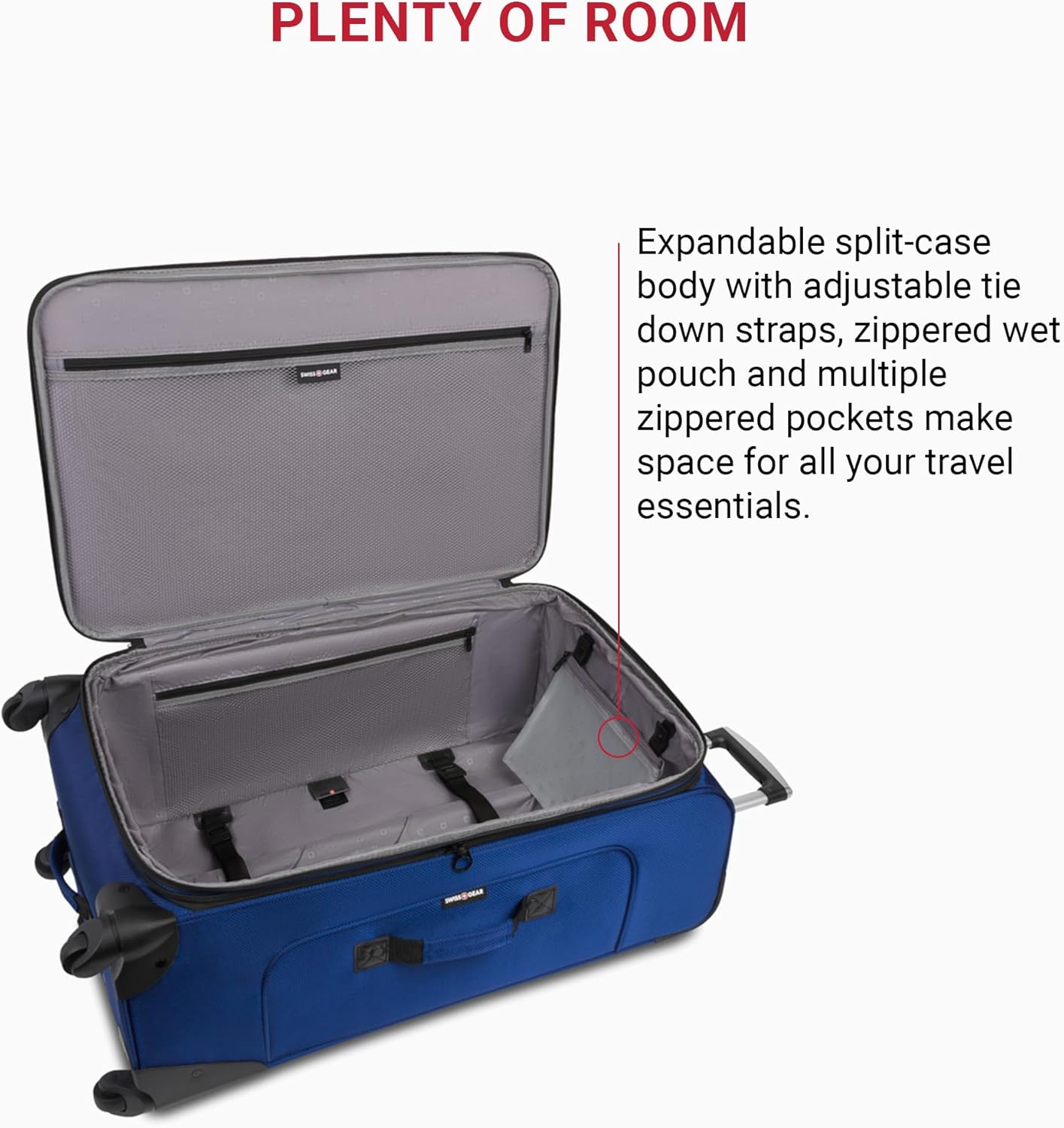 SwissGear Sion Softside Expandable Luggage, Blue, Checked-Large 29-Inch