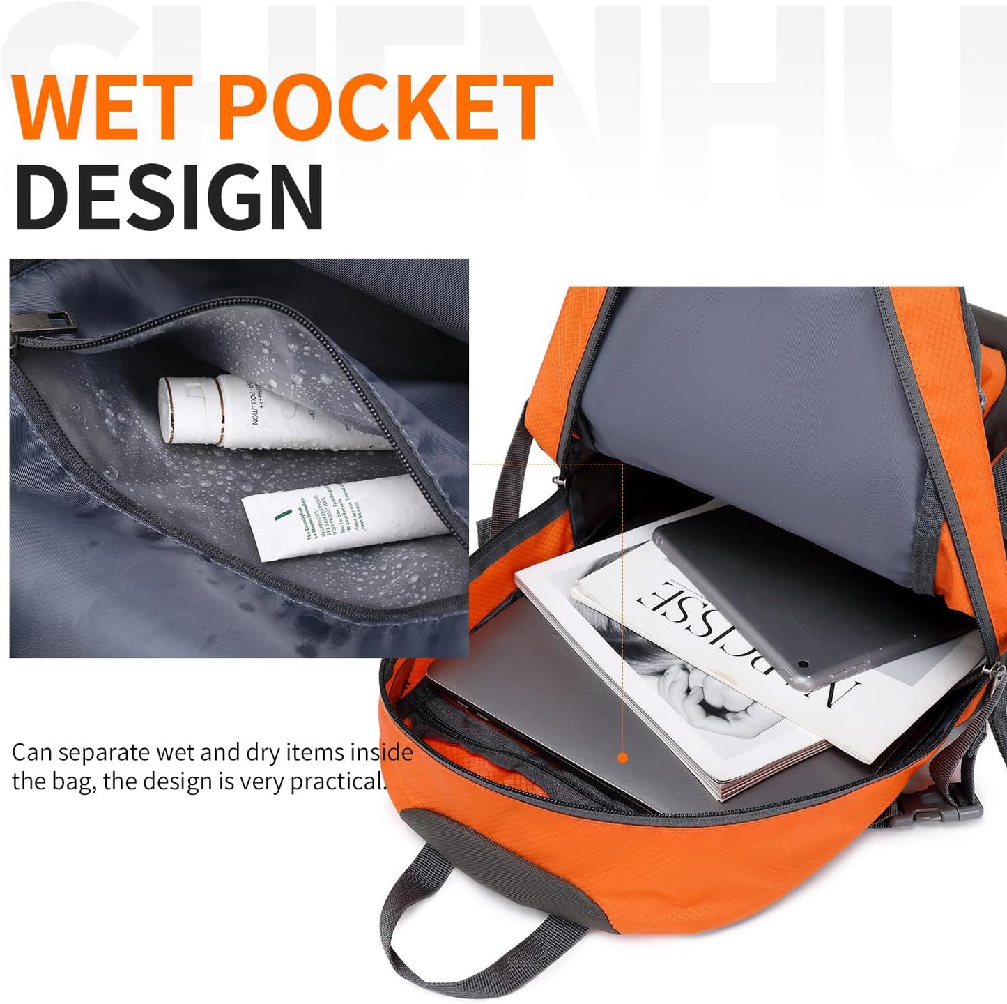 40L Hiking Backpack Lightweight Daypack Waterproof Travel Camping Backpack for Men Women Sport Packable