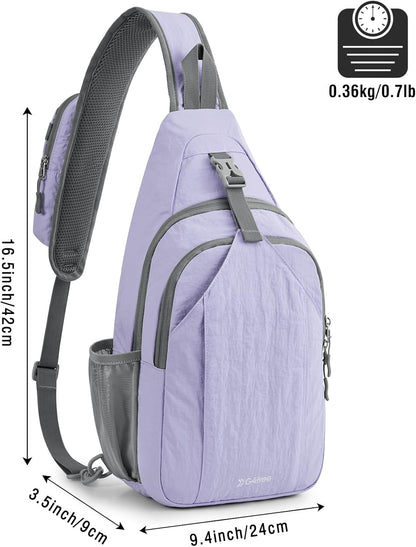 G4Free Sling Bag RFID Blocking Sling Backpack Crossbody Chest Bag Daypack for Hiking Travel (Taro Purple)